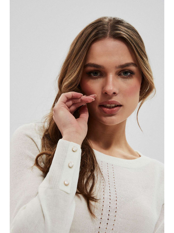 Moodo Перлен пуловер с дантелена decoration Moodo