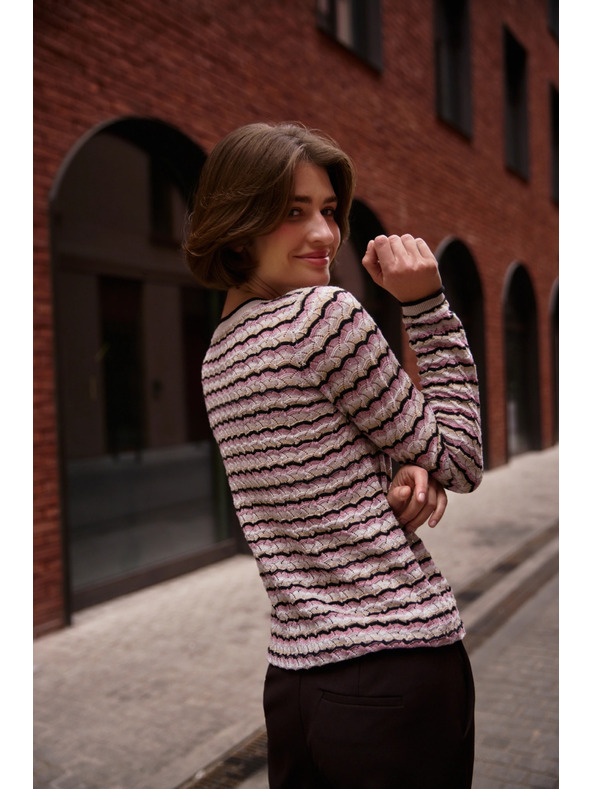 Moodo Бежов пуловер с райета Moodo