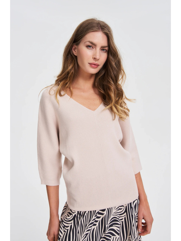 Moodo Пуловер с 3/4 ръкави в бежово Moodo