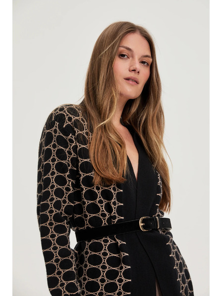 Moodo Черен кардиган с геометричен десен Moodo