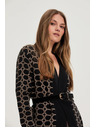 Moodo Черен кардиган с геометричен десен Moodo