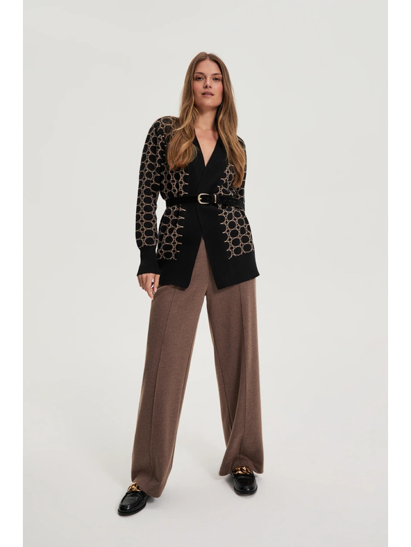 Moodo Черен кардиган с геометричен десен Moodo