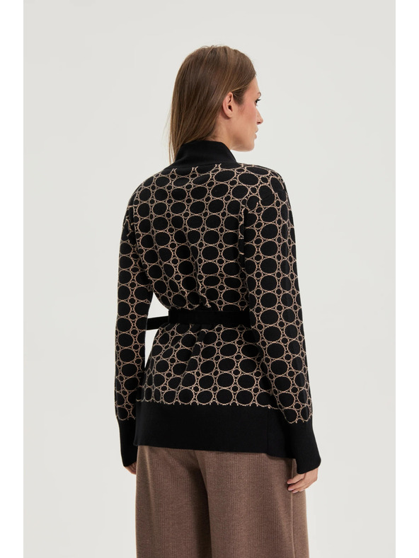 Moodo Черен кардиган с геометричен десен Moodo
