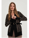 Moodo Черен кардиган с геометричен десен Moodo