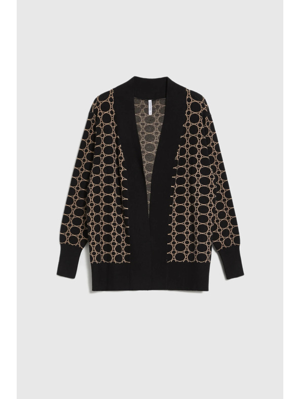Moodo Черен кардиган с геометричен десен Moodo