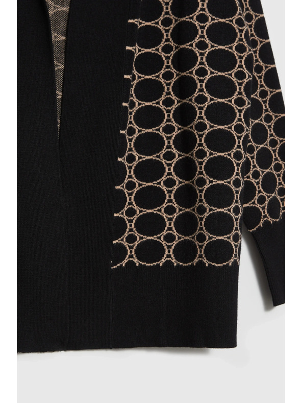 Moodo Черен кардиган с геометричен десен Moodo