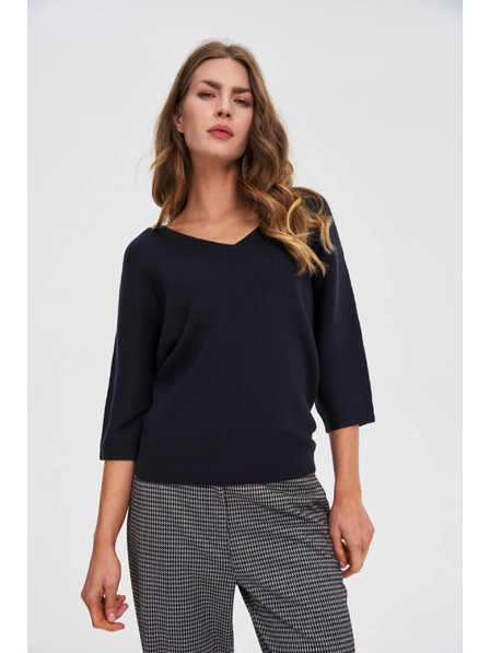 Moodo Пуловер с 3/4 ръкави в тъмно синьо Moodo