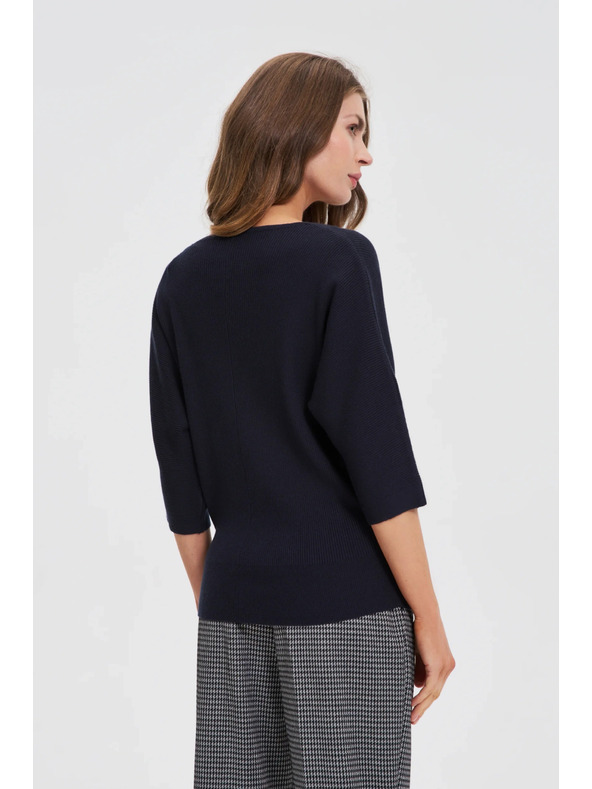 Moodo Пуловер с 3/4 ръкави в тъмно синьо Moodo