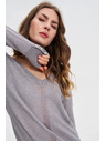 Moodo Сив пуловер с металически нишки Moodo