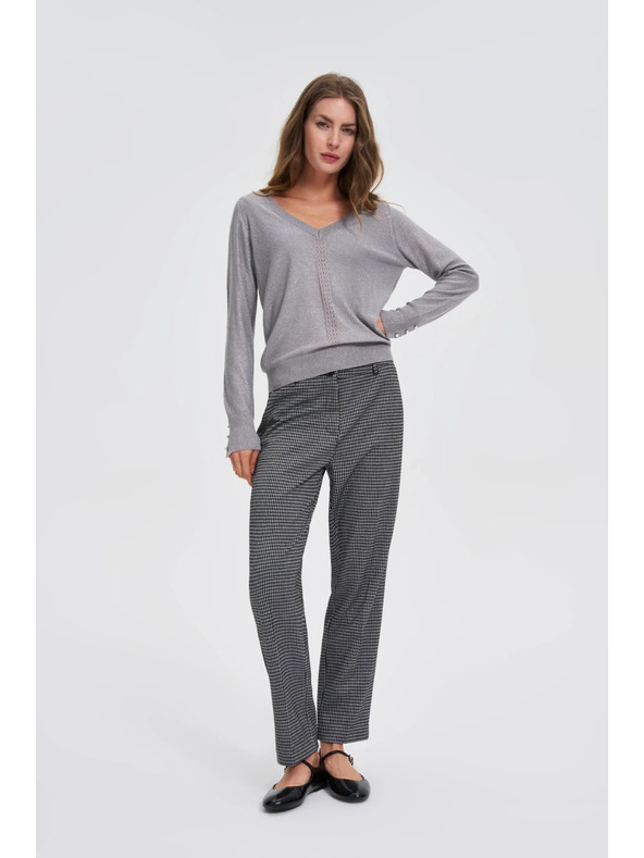 Moodo Сив пуловер с металически нишки Moodo