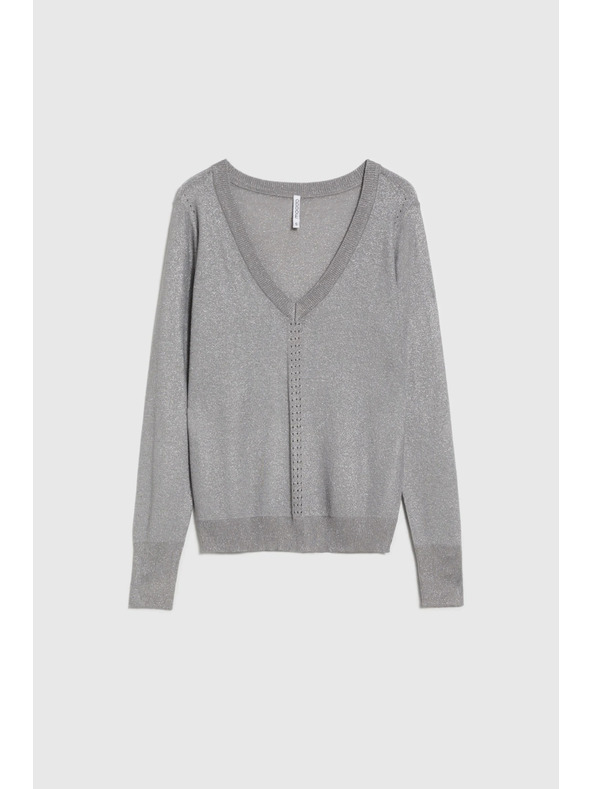 Moodo Сив пуловер с металически нишки Moodo