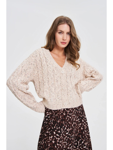 Moodo Бежов кардиган с декоративно плетено бие Moodo