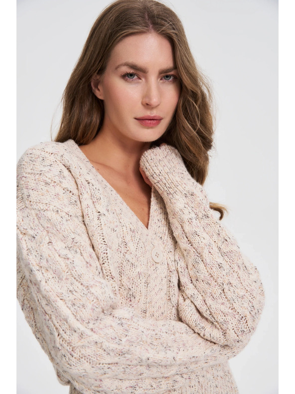 Moodo Бежов кардиган с декоративно плетено бие Moodo