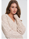 Moodo Бежов кардиган с декоративно плетено бие Moodo