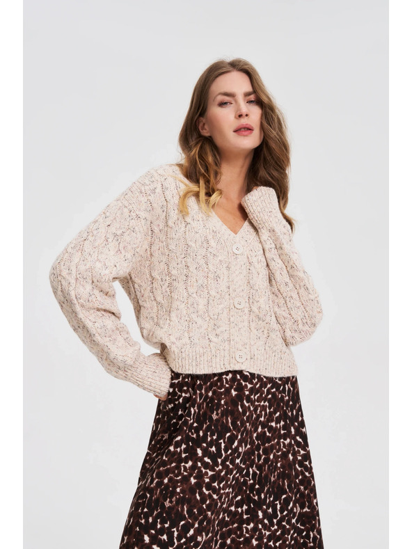 Moodo Бежов кардиган с декоративно плетено бие Moodo