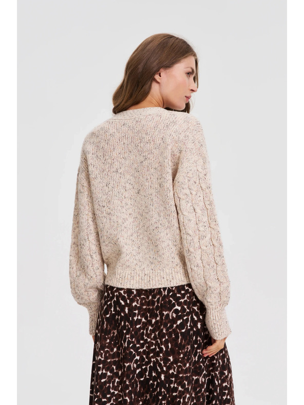 Moodo Бежов кардиган с декоративно плетено бие Moodo