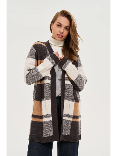 Moodo Бежов карир кардиган Moodo