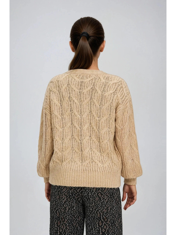 Moodo Бежов кардиган с V-образно деколте Moodo