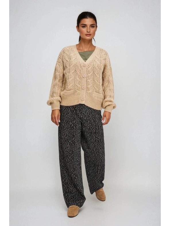 Moodo Бежов кардиган с V-образно деколте Moodo