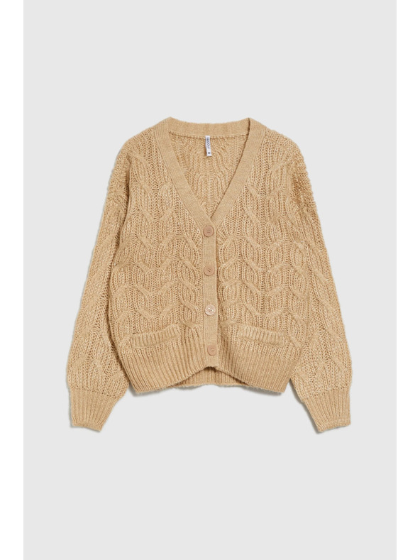 Moodo Бежов кардиган с V-образно деколте Moodo
