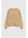 Moodo Бежов кардиган с V-образно деколте Moodo