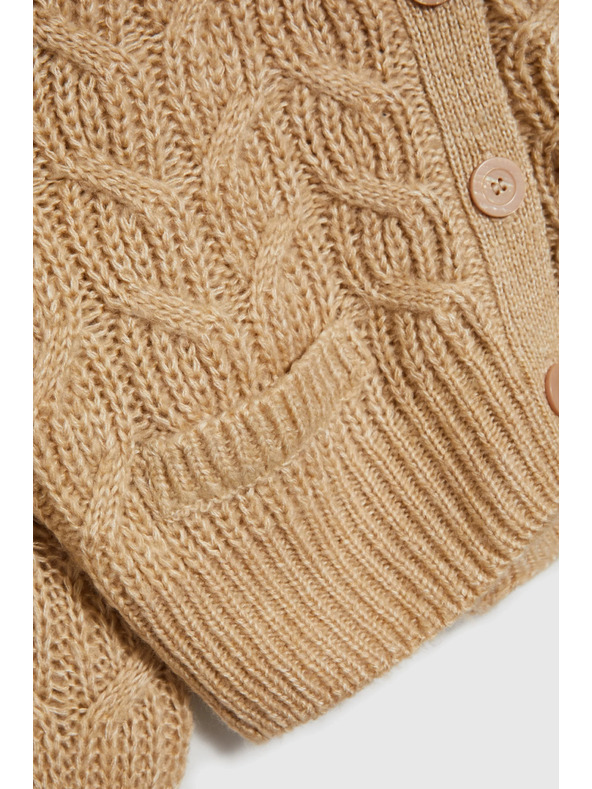 Moodo Бежов кардиган с V-образно деколте Moodo
