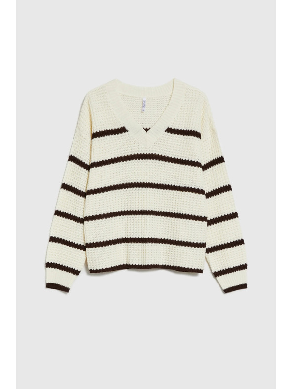 Moodo Бежов пуловер с райета Moodo