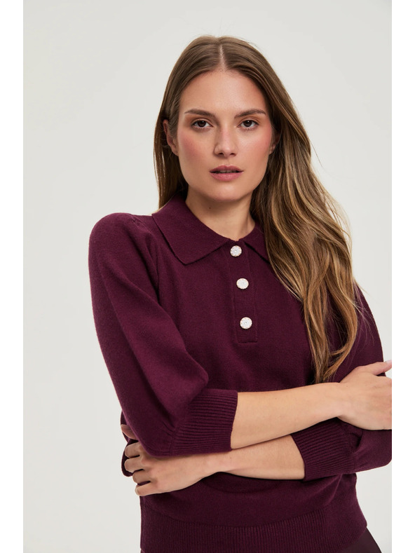 Moodo Пуловер с яка в бордо Moodo