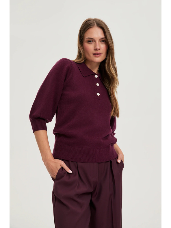 Moodo Пуловер с яка в бордо Moodo