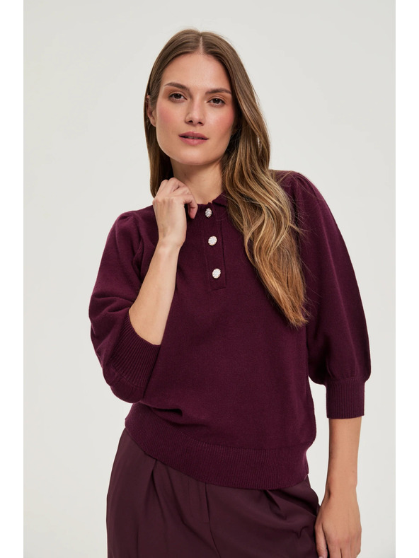 Moodo Пуловер с яка в бордо Moodo