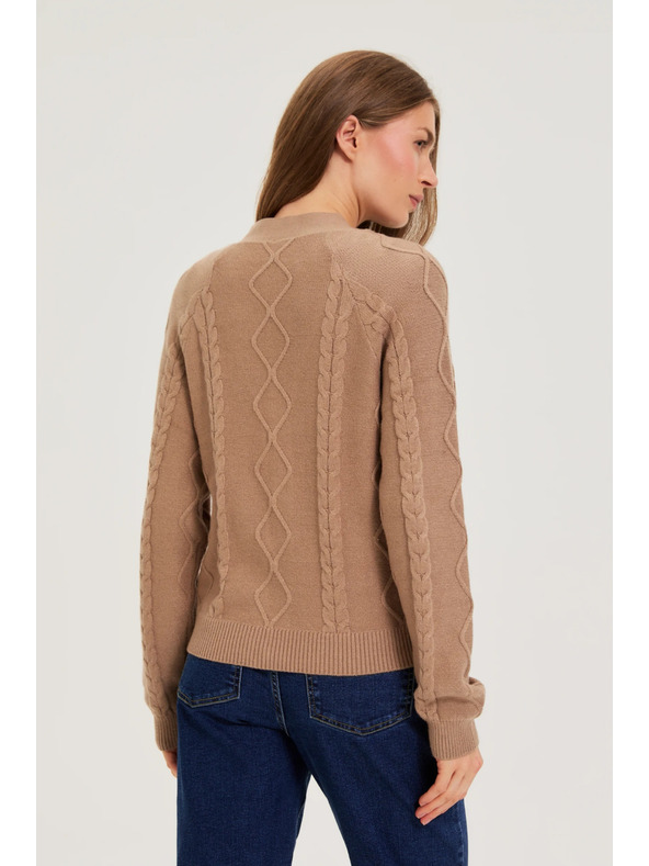 Moodo Плетен бежов кардиган Moodo
