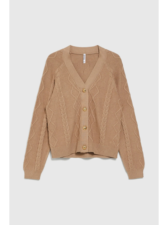 Moodo Плетен бежов кардиган Moodo