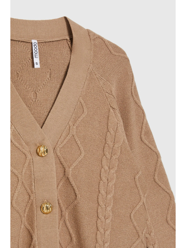 Moodo Плетен бежов кардиган Moodo