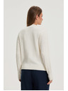Moodo Пуловер с декоративно плетено бие в цвят екрю Moodo