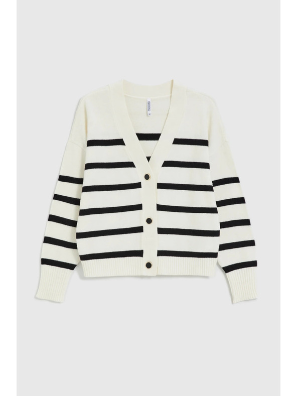 Moodo Раиран кардиган в цвят екрю Moodo