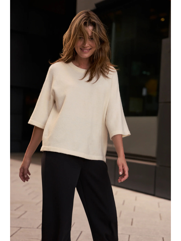 Moodo Бежов суитшърт с къси ръкави Moodo