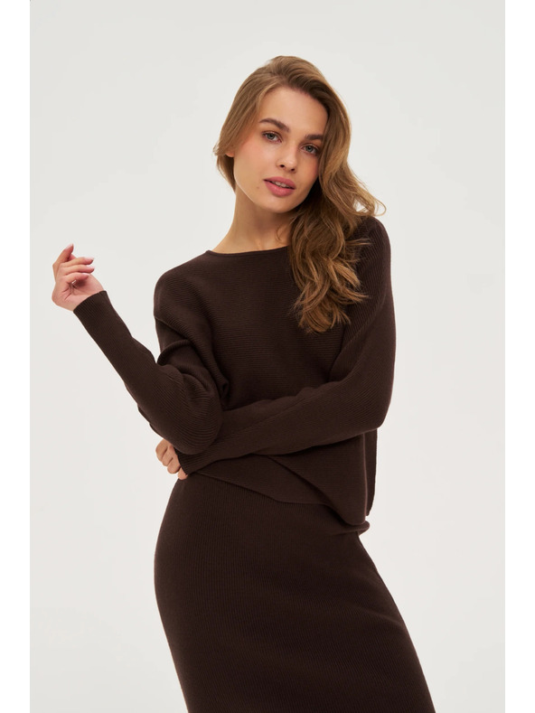 Moodo Ребрест суитшърт кафяв Moodo