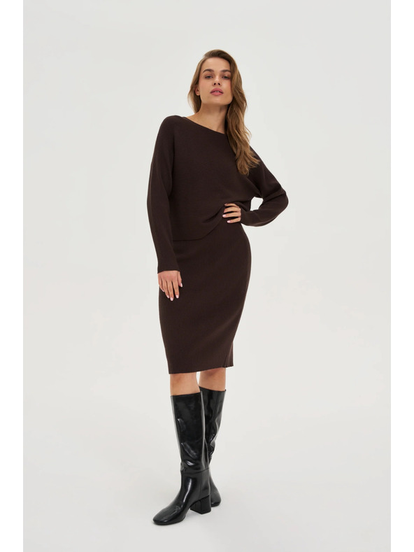 Moodo Ребрест суитшърт кафяв Moodo