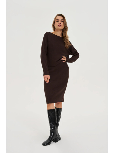 Moodo Ребрест суитшърт кафяв Moodo