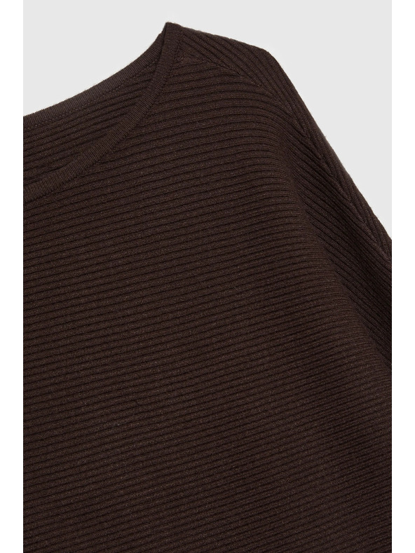 Moodo Ребрест суитшърт кафяв Moodo