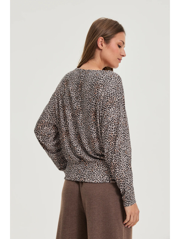 Moodo Суитшърт с леопардов принт бежов Moodo
