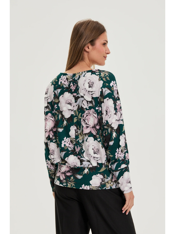 Moodo Суитшърт с флорален принт зелен Moodo