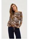 Moodo Бежов суитшърт с растителен принт Moodo