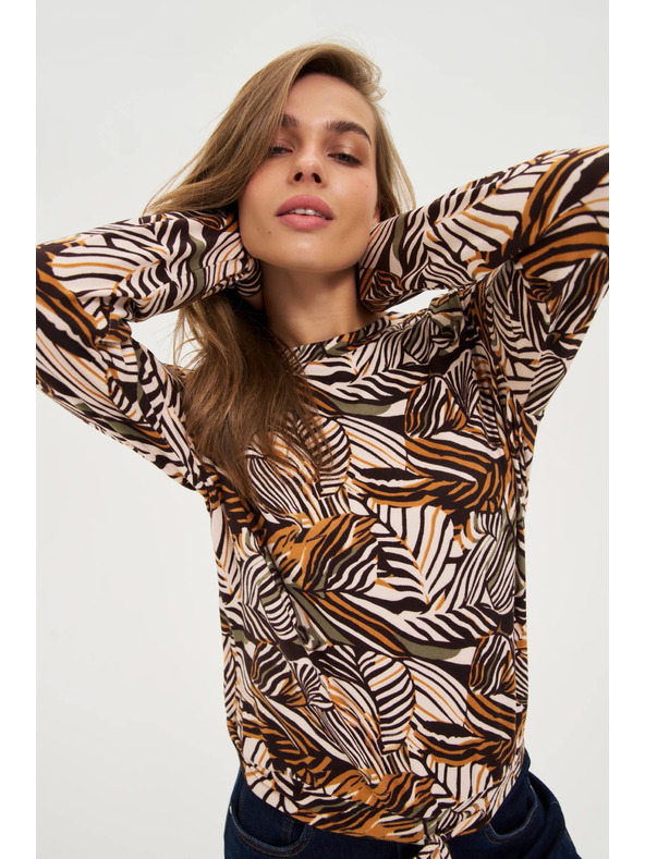 Moodo Бежов суитшърт с растителен принт Moodo