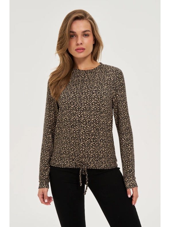 Moodo Суитшърт с фин принт бежов Moodo