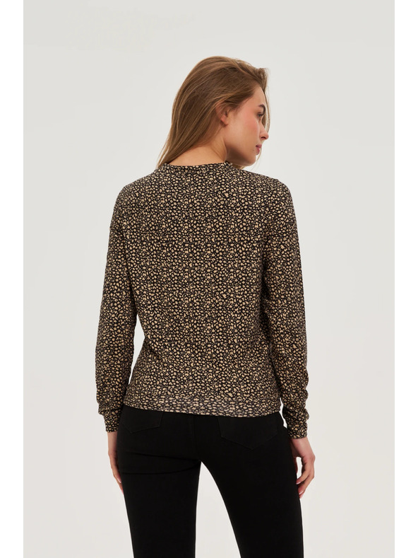 Moodo Суитшърт с фин принт бежов Moodo