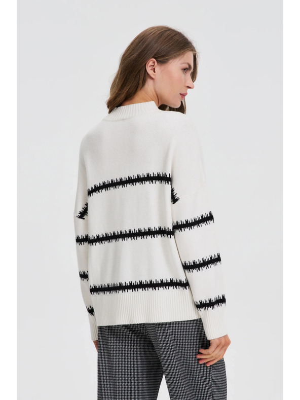 Moodo Бял суитшърт с райета и спаднало рамо Moodo