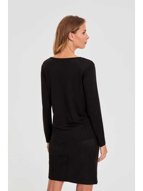 Moodo Суитшърт с дантелено деколте черен Moodo