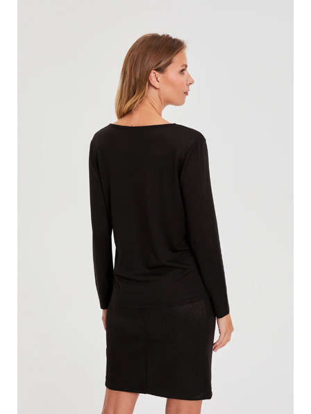 Moodo Суитшърт с дантелено деколте черен Moodo