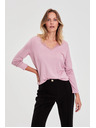 Moodo Суитшърт с дантелено деколте розов Moodo